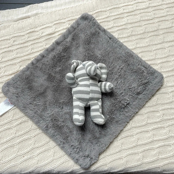 Baby elephant security blanket/plush. Gray and white. 12”x 11”. - Picture 1 of 6